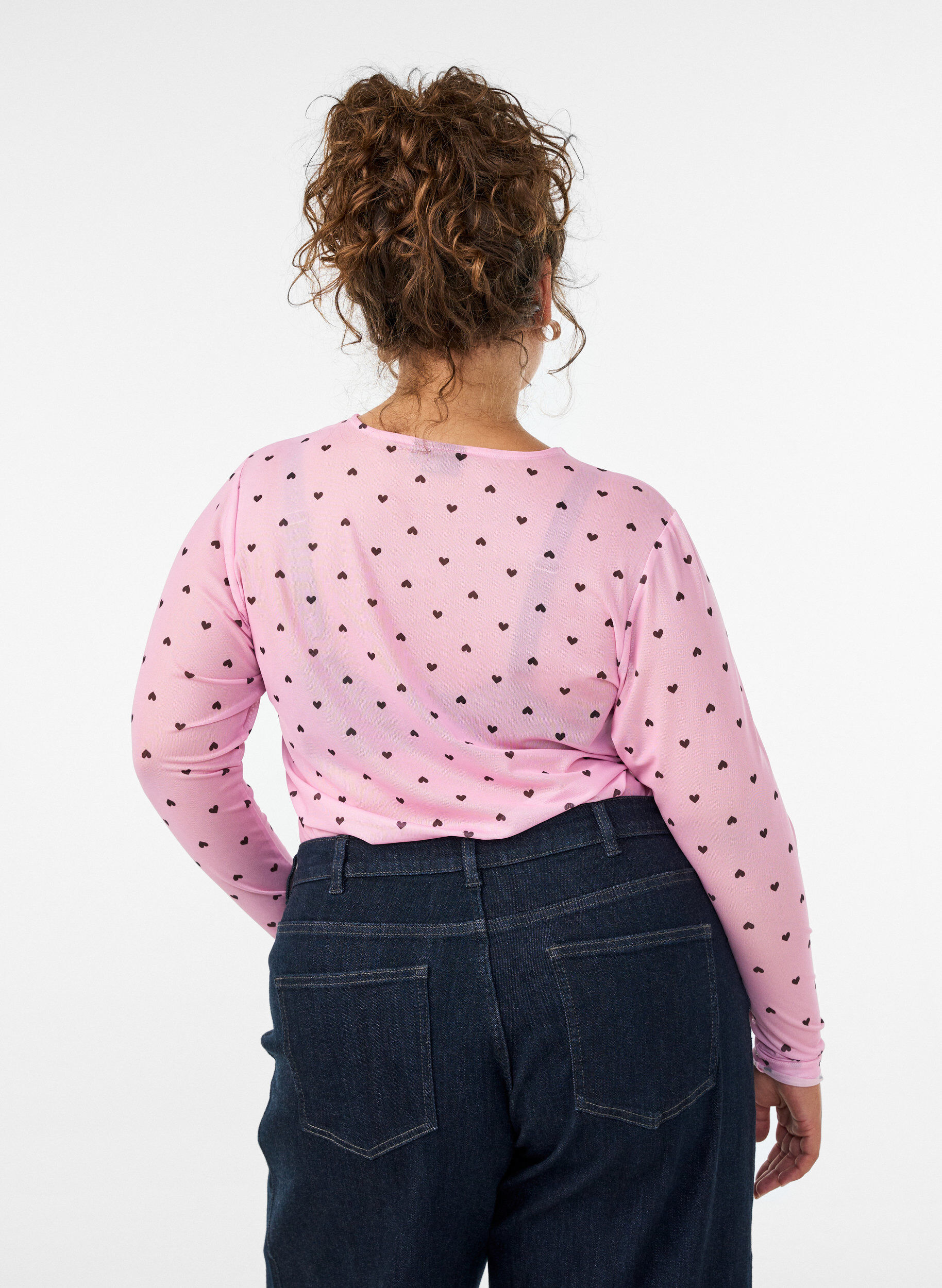 ZizziMesh bluse med trykk, Rosa, Model image number 2