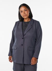 Klassisk blazer med lommer, Grå Klassisk blazer med lommer, Grå, Model