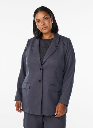 Zizzi Klassisk blazer med lommer, Grå, Model image number 0