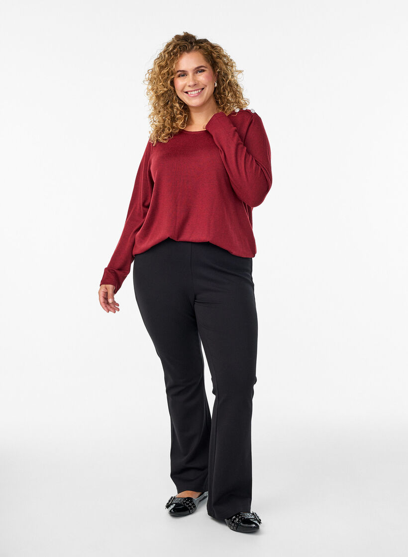 Bootcut-bukse i viskoseblanding, Svart, Model image number 0