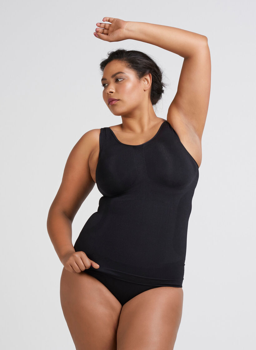 Shapewear topp med brede stropper, Svart, Model