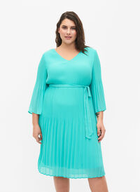 Plissékjole med 3/4-ermer, Turquoise, Model
