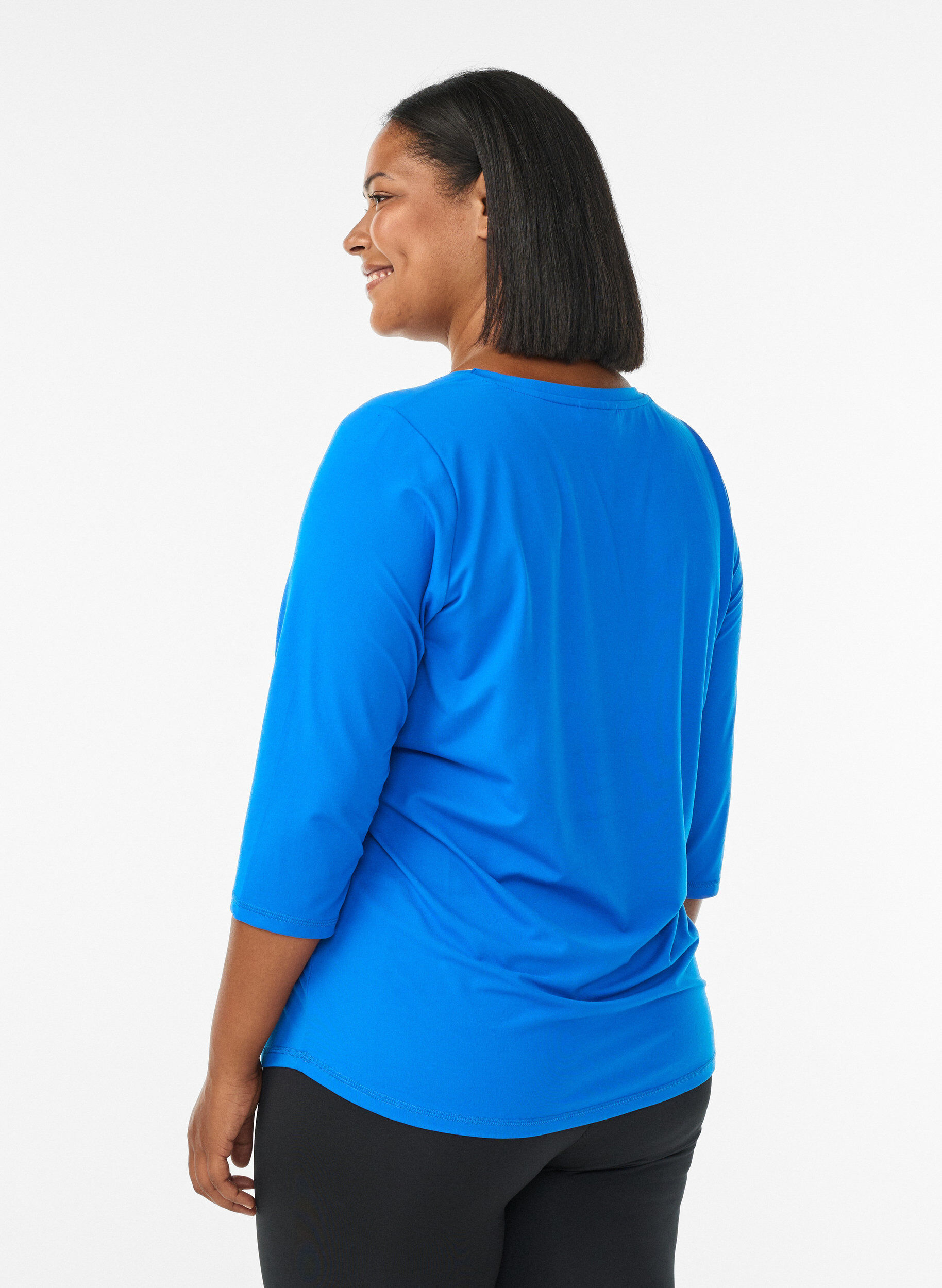 ZizziTreningsbluse med 3/4-ermer, Bl&aring;, Model image number 2