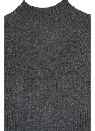 Strikkekjole med ribbet struktur, Dark Grey Melange, Packshot image number 2