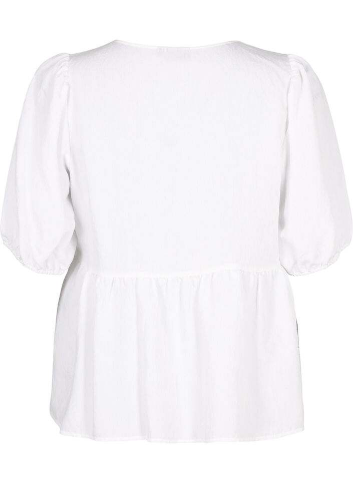 Bluse i viskose med engelsk broderi, Bright White, Packshot image number 1