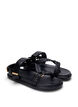 Lærsandal med flettede stropper og bred passform, Svart, Packshot image number 1