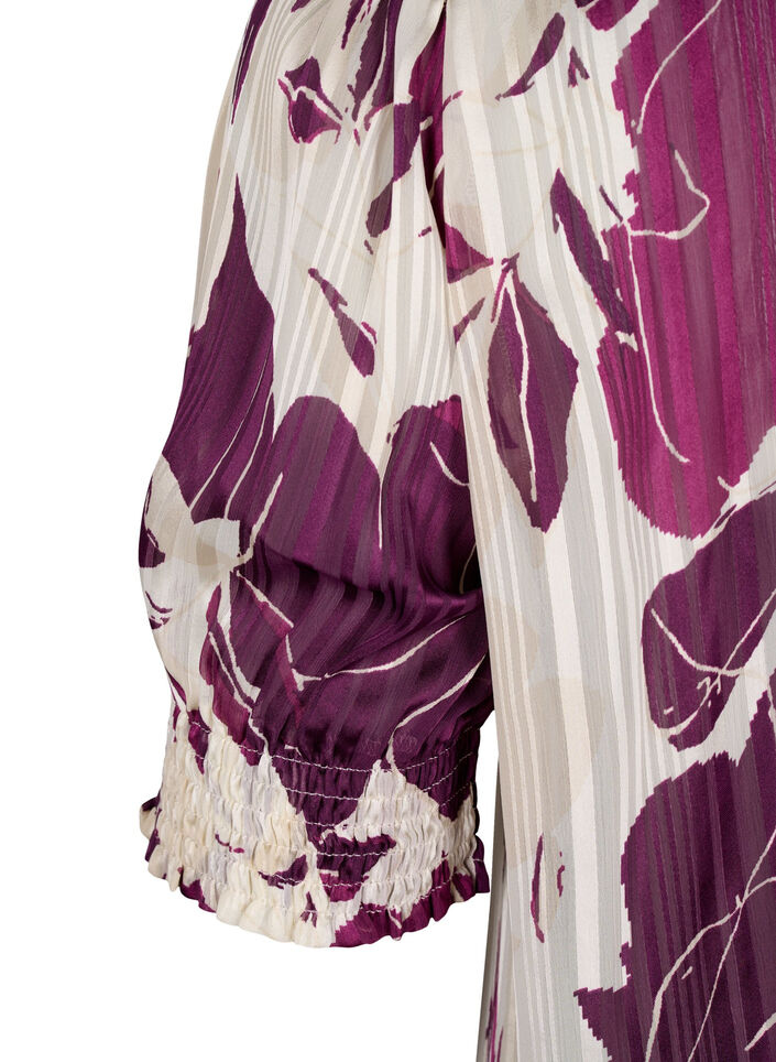 Kortermet smokk bluse med trykk, D.Purple Graphic AOP, Packshot image number 3