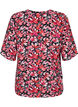 Bluse med V-hals og blomstertrykk, Black Flower AOP, Packshot image number 1