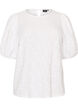 Bluse med tekstur og korte ermer, Hvit, Packshot image number 0