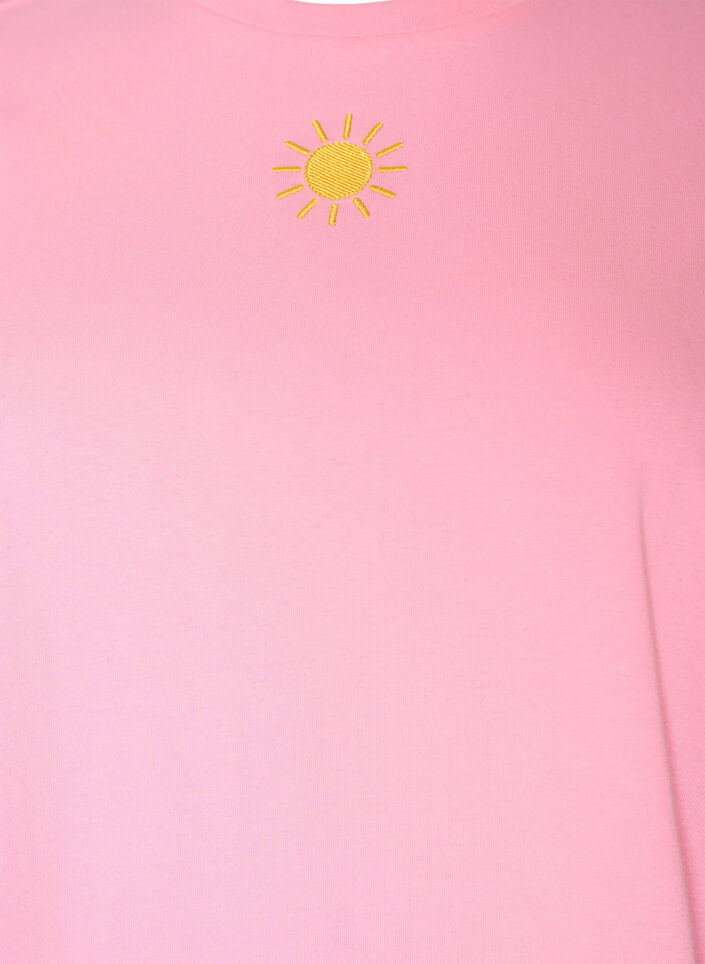 T-skjorte i &oslash;kologisk bomull med tekstmotiv, Rosa, Packshot image number 2
