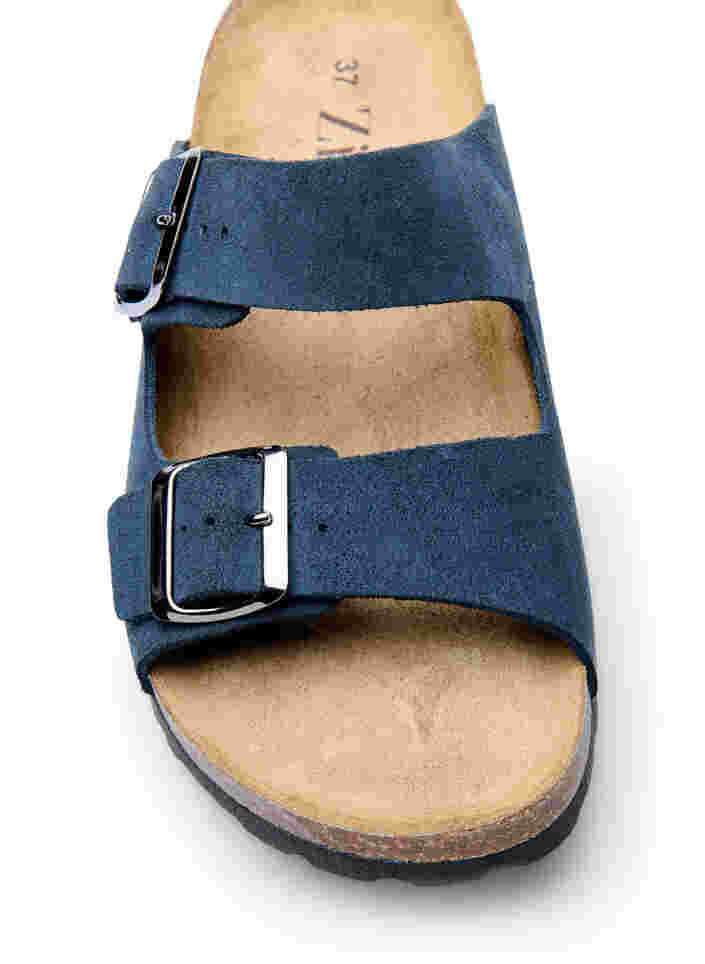 Sandaler med bred passform i semsket skinn, Navy, Packshot image number 2