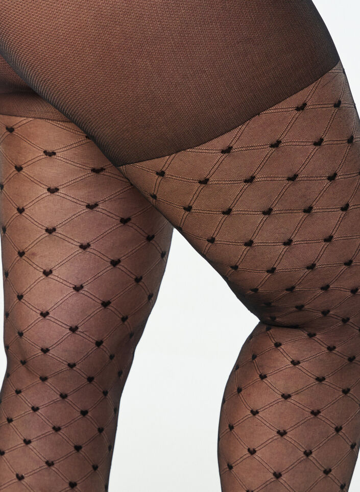 Tights i 25 denier med hjerter, Svart, Packshot image number 1