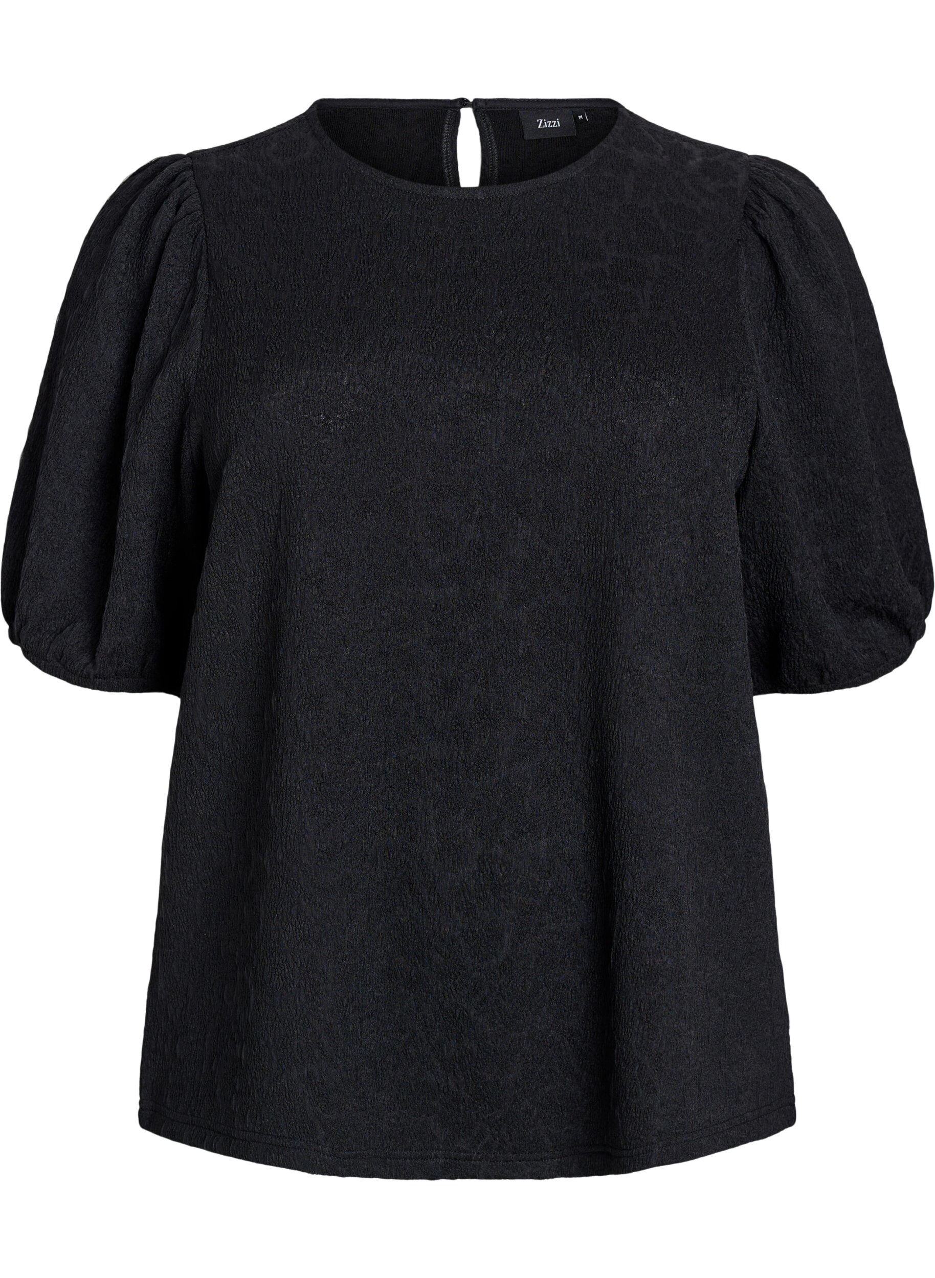Strukturert bluse med korte ermer