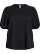 Strukturert bluse med korte ermer, Svart, Packshot image number 0