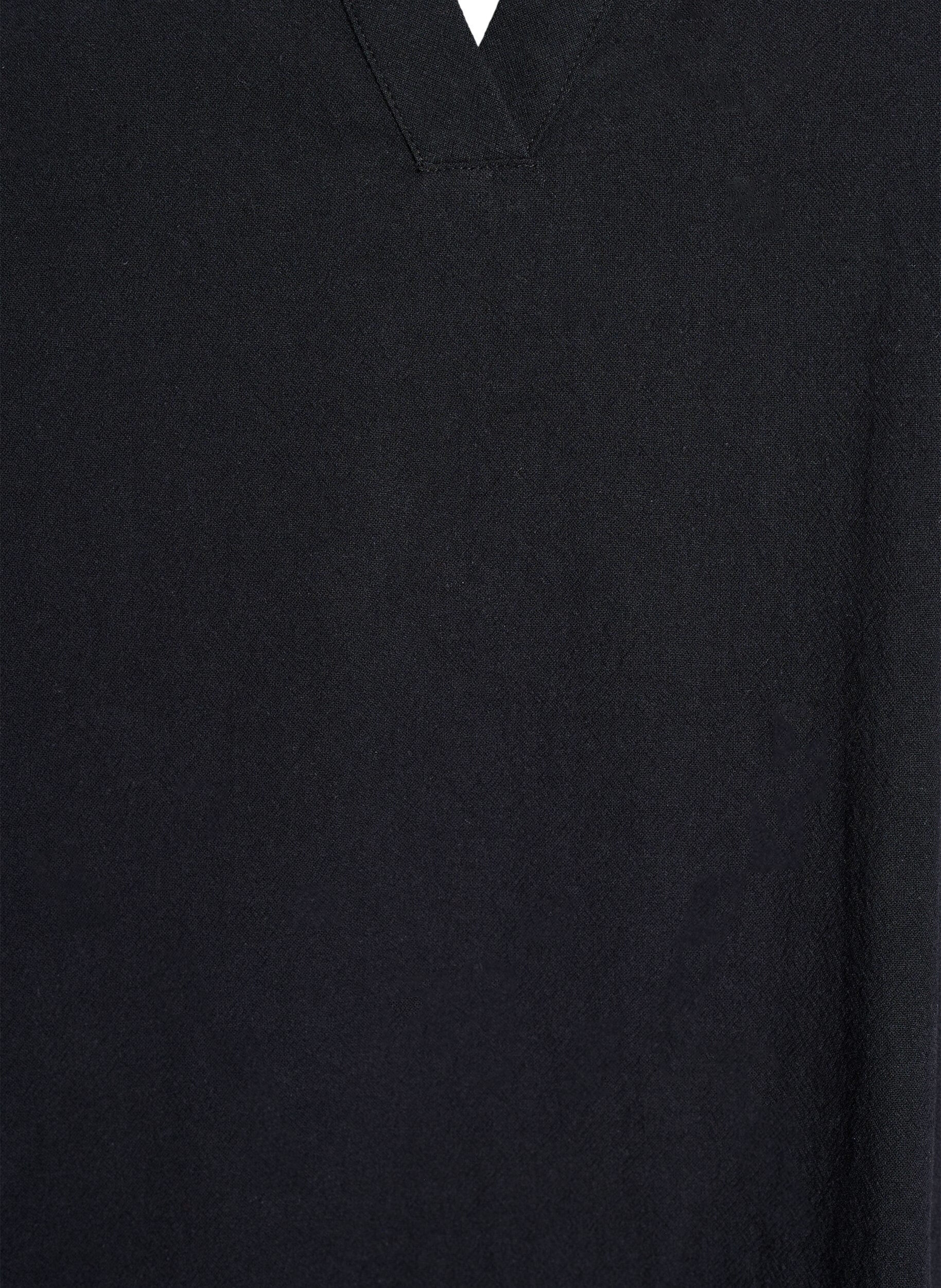 Zizzi Tunika med V-hals og rysjedetaljer, Svart, Packshot image number 2