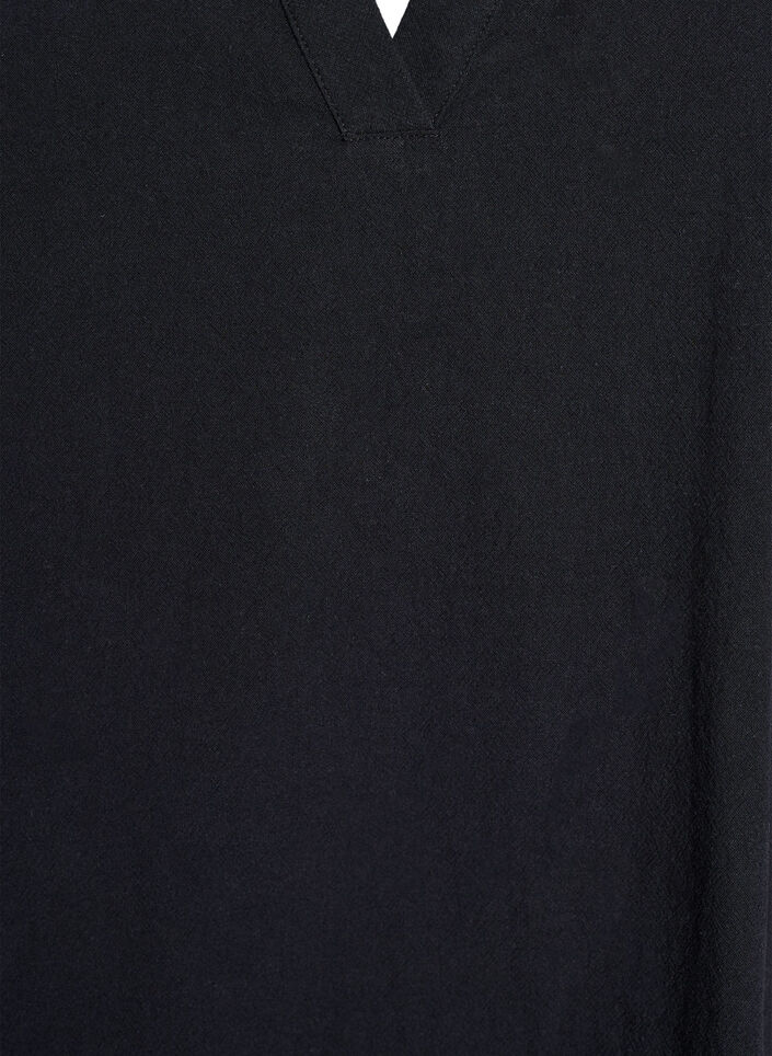 Tunika med V-hals og rysjedetaljer, Svart, Packshot image number 2