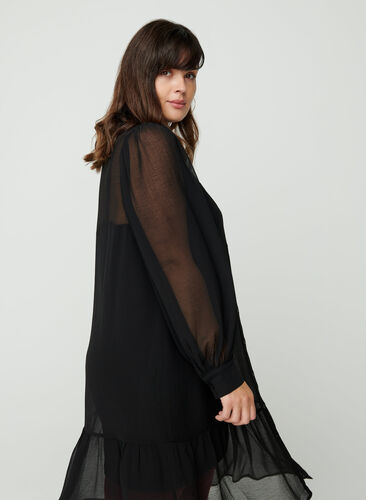 Langermet kjole med knappelukking, Black, Model image number 1