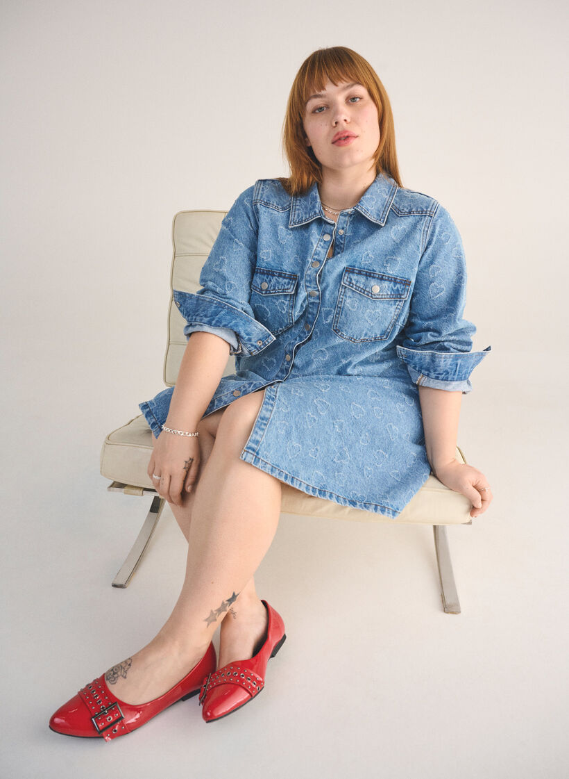 Denimkjole med hjerte mønster, Blue Denim Heart, Image