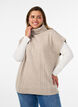 Strikket vest med rullehals og kabelstrikk, Beige, Model image number 0