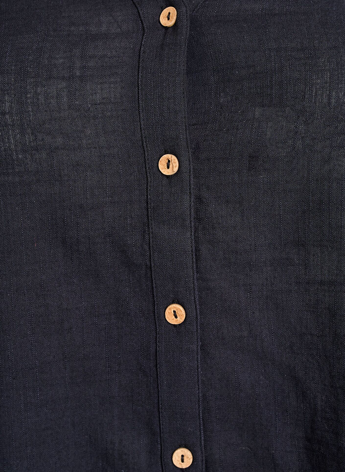 Bluse i bomull med V-hals, Svart, Packshot image number 2