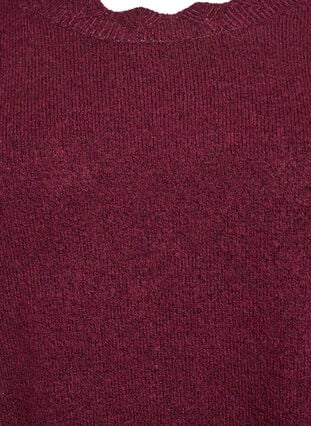Zizzi Strikkebluse med bølgete kanter, Mørk Bordeaux, Packshot image number 2