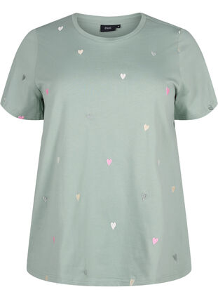 T-skjorte i økologisk bomull med hjerter, Chinois G. Love Emb., Packshot image number 0