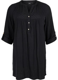 Tunika i bomull med broderi anglaise, Black