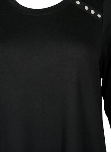 Langermet jerseykjole med knappedetaljer, Black, Packshot image number 2