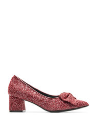 Glitterpumps med sl&oslash;yfe, R&oslash;d