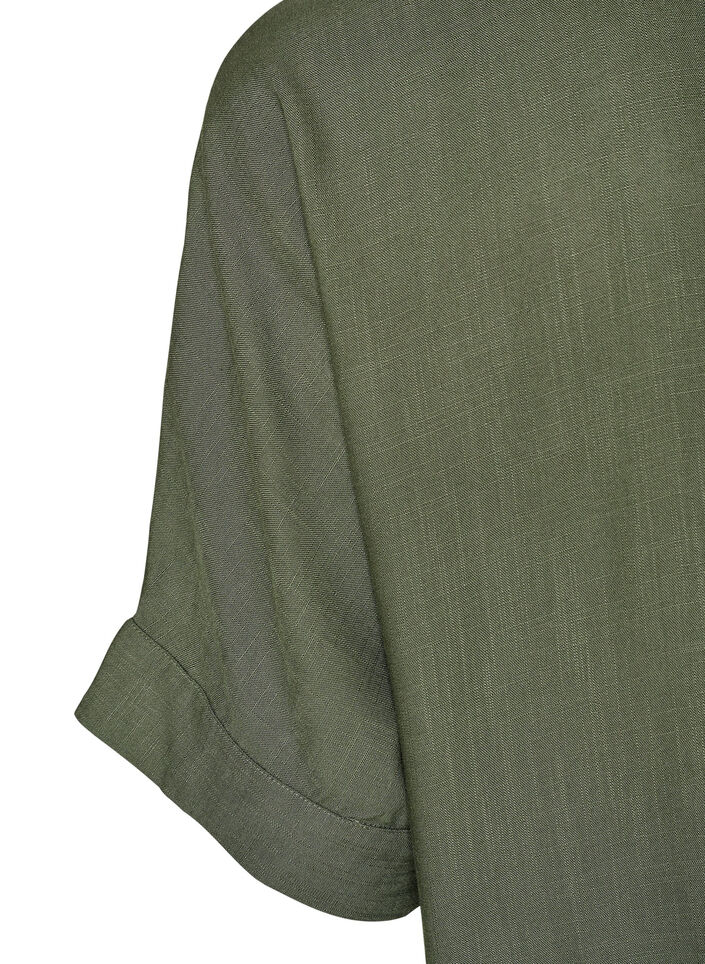 Viskosebluse med heklet kant og knapper, Gr&oslash;nn, Packshot image number 3