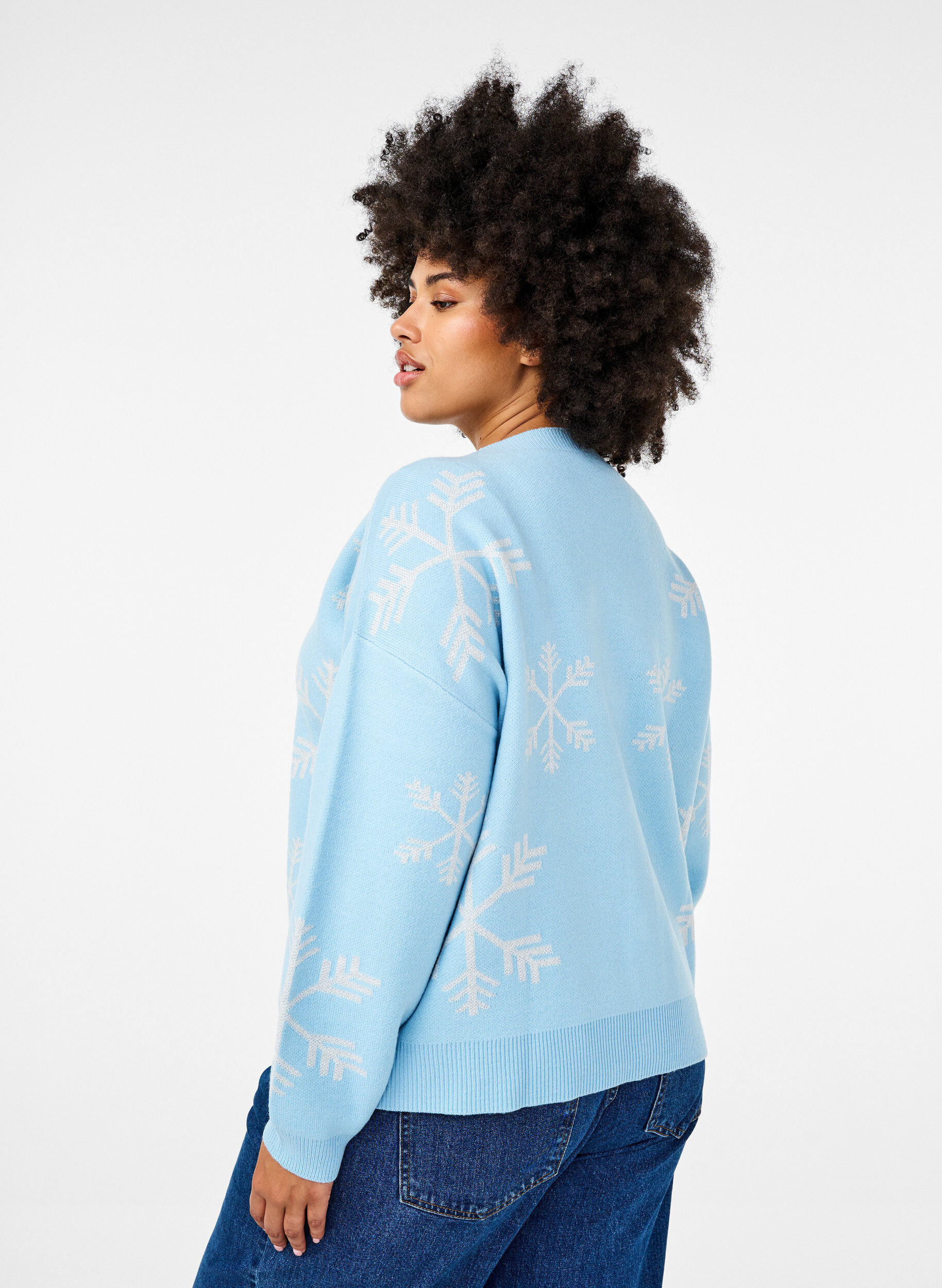 Zizzi Julestrikket cardigan, Cerulean Comb, Model image number 1