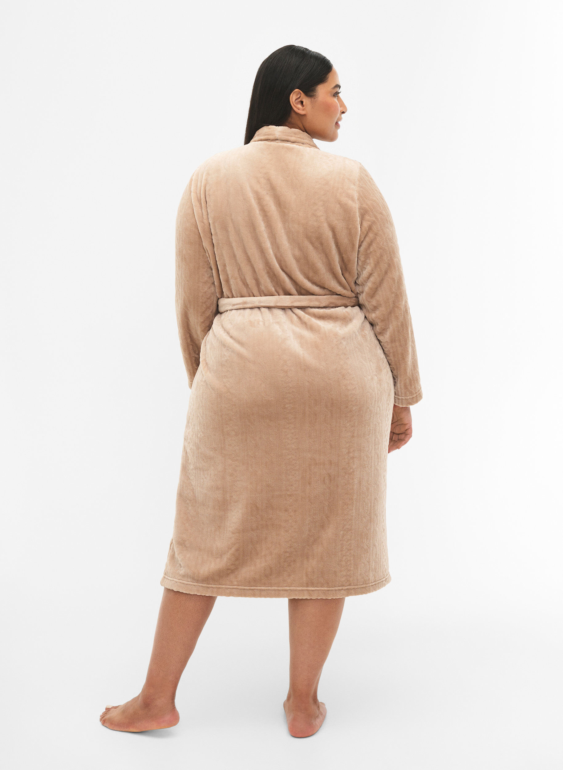 Zizzi Morgenk&aring;pe med lommer, Natural, Model image number 1