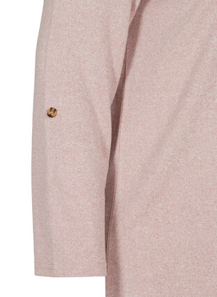 Bluse med 3/4-ermer og glidelås, Burlwood Melange, Packshot image number 3