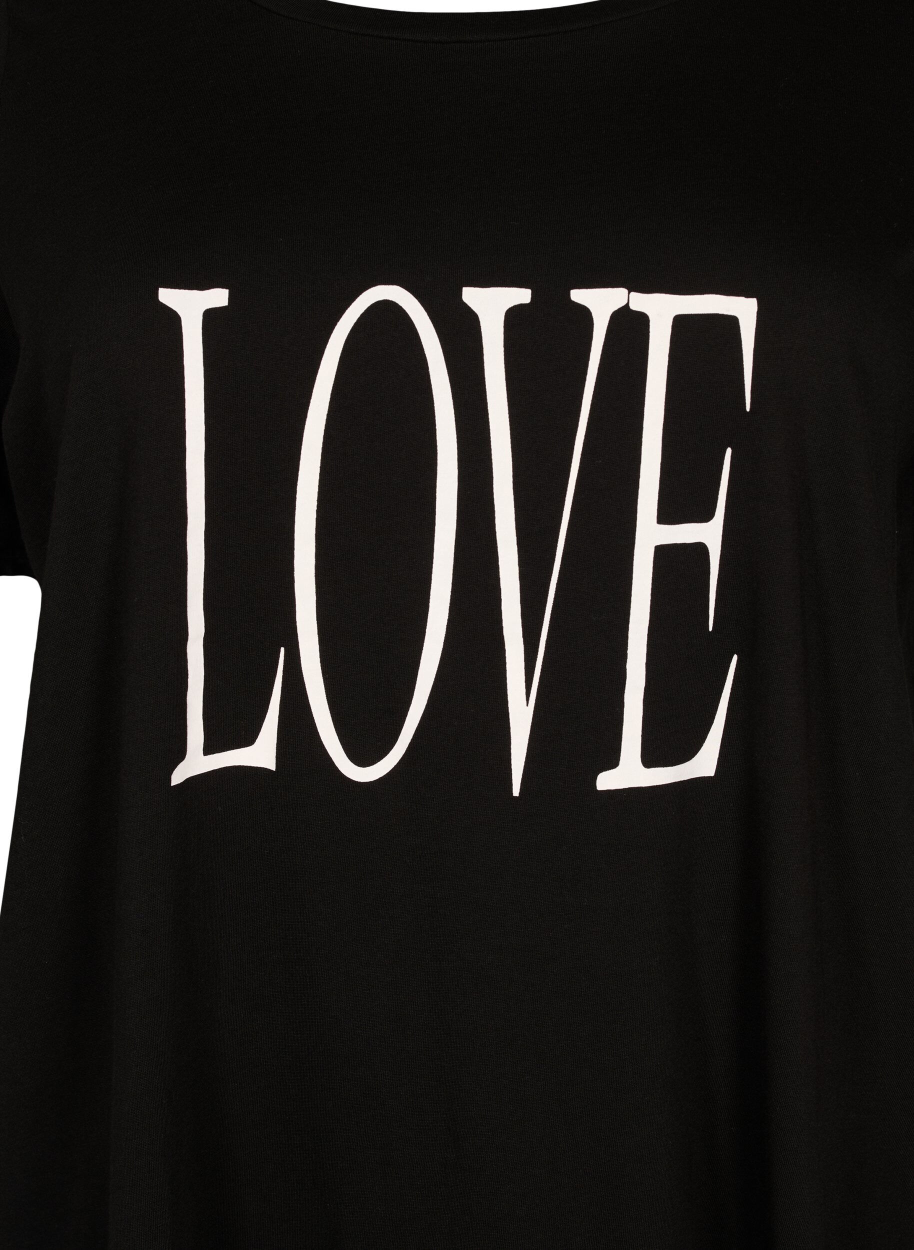 Zizzi Oversized T-skjorte med trykk, Black W. Love, Packshot image number 2