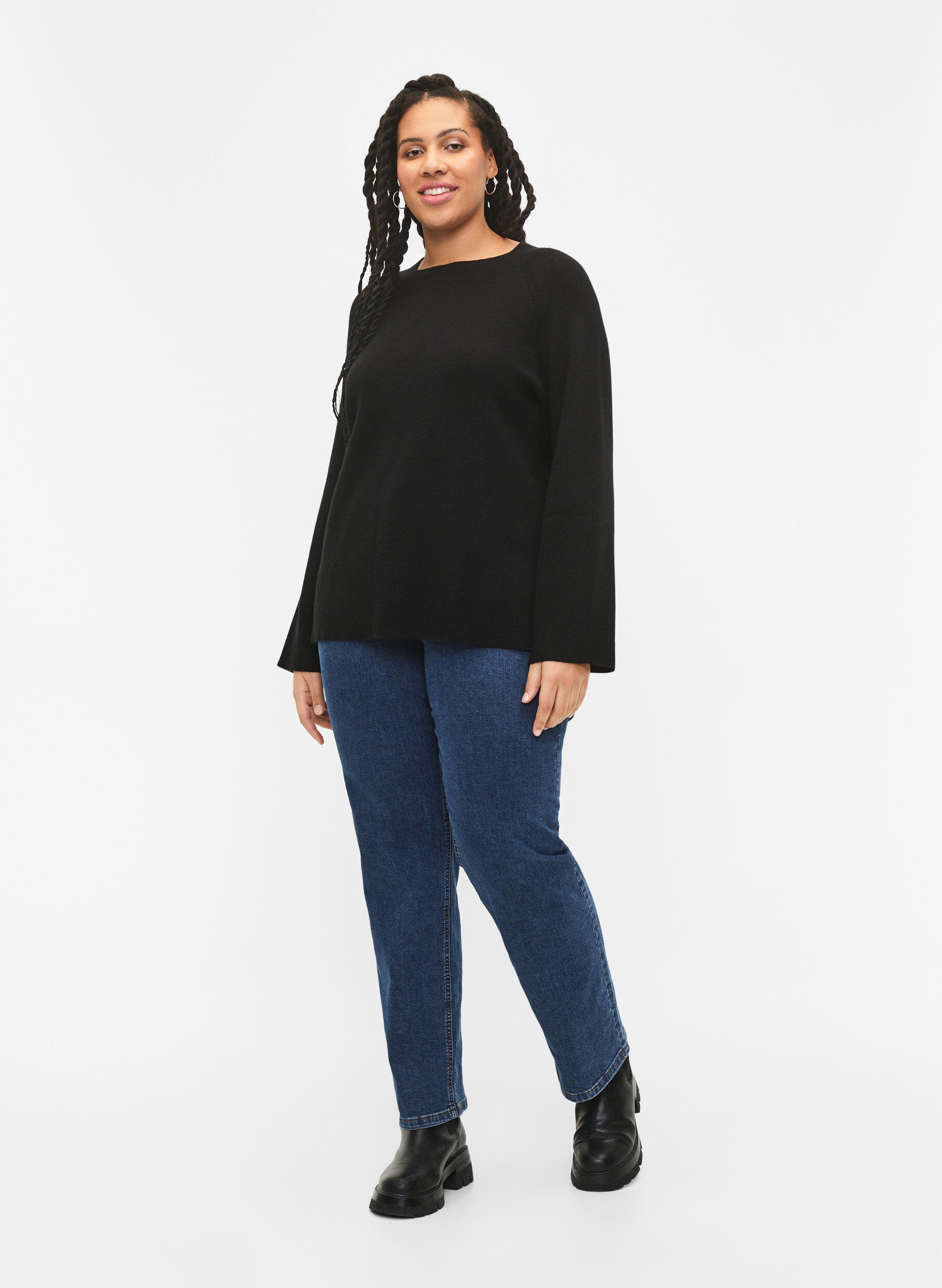 ZizziGenser i viskoseblanding med glidel&aring;s i siden	, Black, Model image number 2