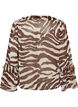 Chiffonbluse med sebratrykk og volanger, Brun, Packshot image number 1