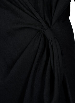Viskosekjole med lange ermer og omslagslook, Black, Packshot image number 3