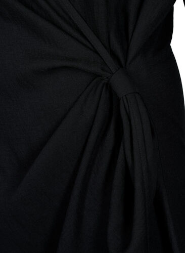 Viskosekjole med lange ermer og slå-om-look, Black, Packshot image number 3
