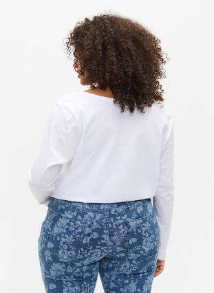 Zizzi Basisgenser i bomull, 2 stk., Navy B/B White, Model image number 1