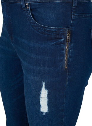 Super slim Amy jeans med splitt, Dark blue denim, Packshot image number 2