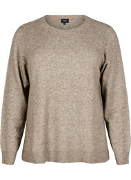 Strikket topp med ull og splitter, Walnut Mel.