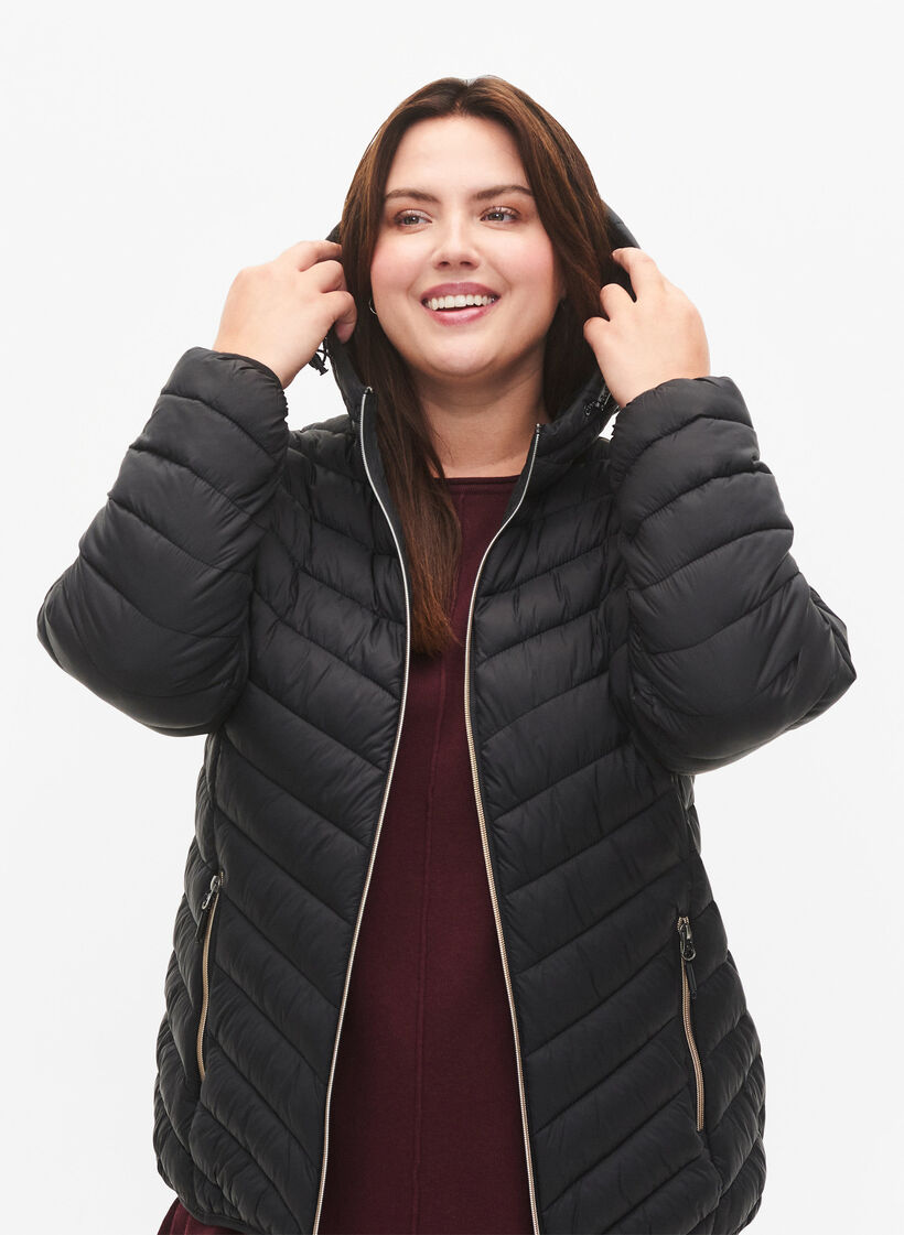 Lettvektsjakke med hette, Svart, Model image number 3