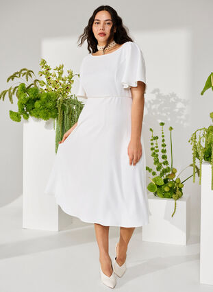 Zizzi Festkjole i empiresnitt, Bright White, Image image number 0