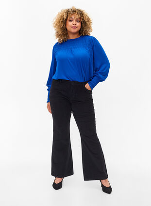 Fløyelsbukse med bootcut, Black, Model image number 0