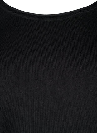 Strikket bluse i viskose med 3/4 ermer, Black, Packshot image number 2