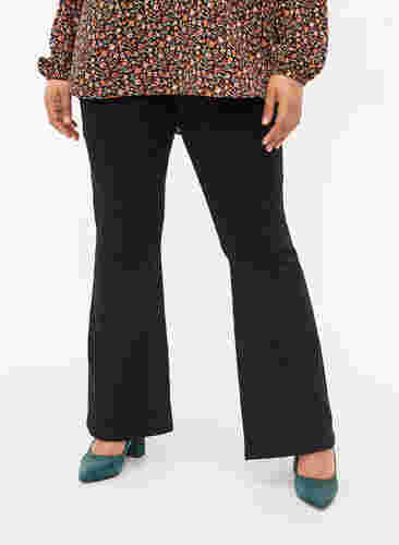 Ellen bootcut jeans med høyt liv, Black, Model image number 2