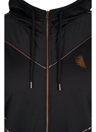 Treningsjakke med hette og glidelås, Black/Copper Lines, Packshot image number 3