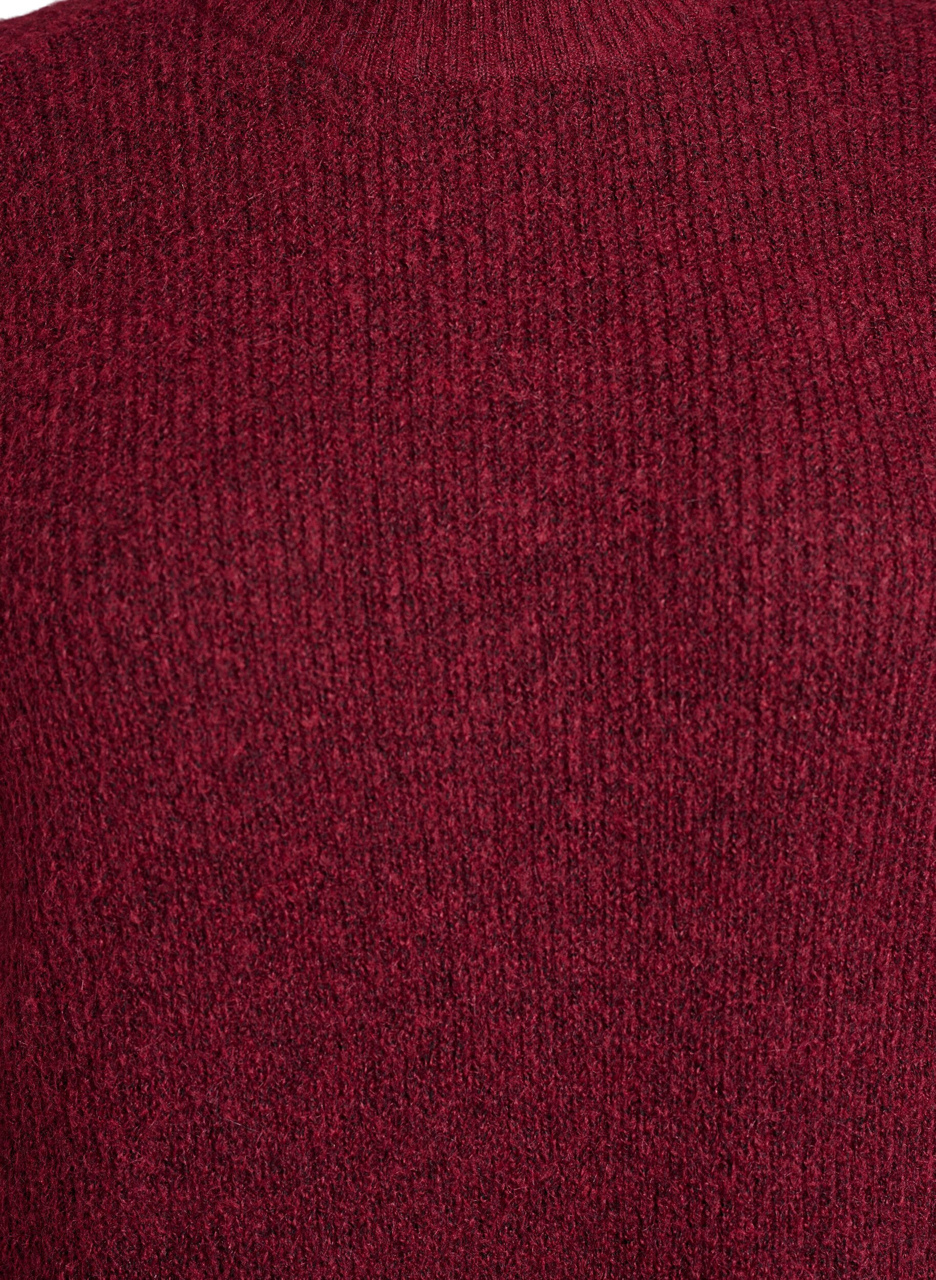 Zizzi Lang strikkekjole med h&oslash;y hals, R&oslash;d, Packshot image number 2