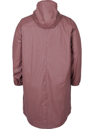 Regnjakke med hette og knappelukking, Rose Taupe, Packshot image number 1