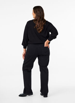 Zizzi  Gemma jeans med høy midje og rett passform, Svart, Model image number 1